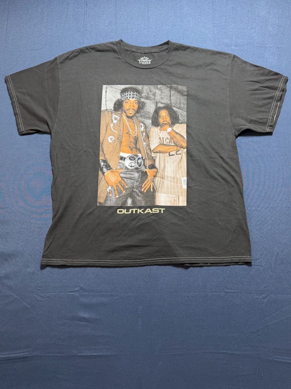 OutKast Graphic Hip Hop T-Shirt Black Contrast Stitching Size 1X NWOT